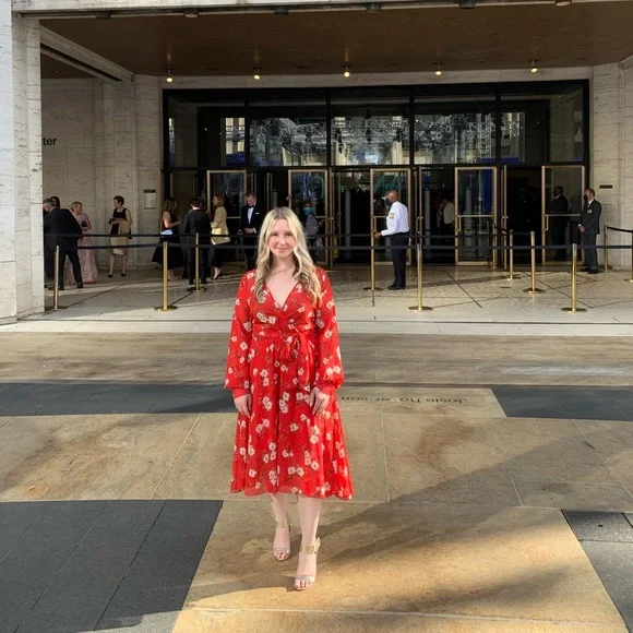 Indigo Rose Flowy Red Wrap Dress - Picture 9 of 9